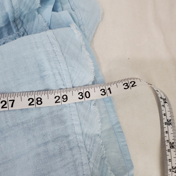 Free People Angele Gauzy Mini Dress Boho Summer Blue Oversized Puff Sleeve XS - Picture 13 of 15